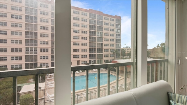 balcony with a community pool