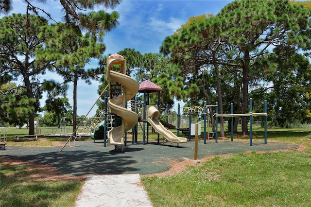 view of play area with a lawn