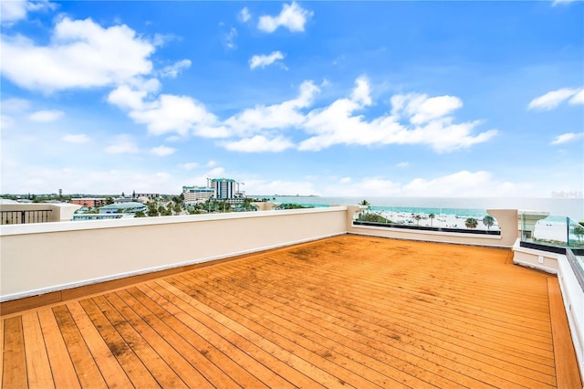 deck with a water view