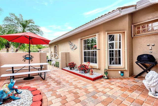 view of patio featuring area for grilling