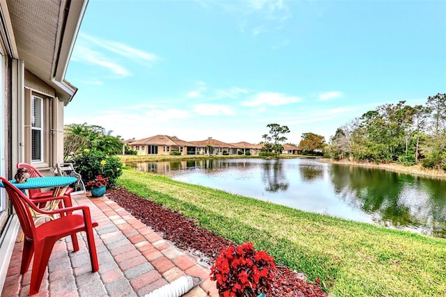 exterior space featuring a water view