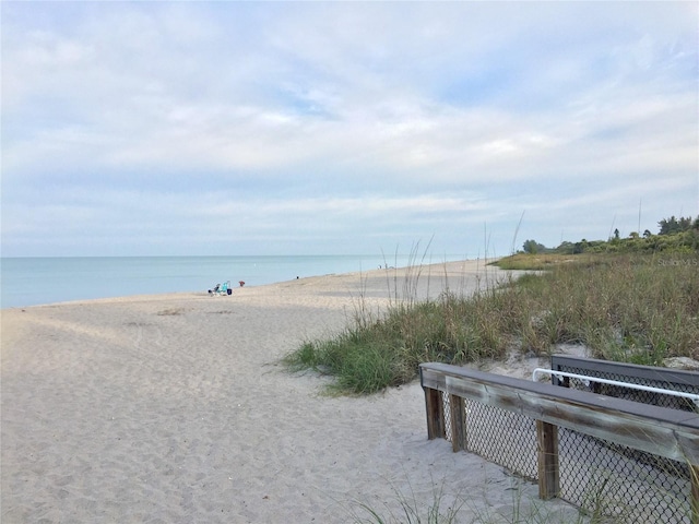 view of water feature featuring a view of the beach