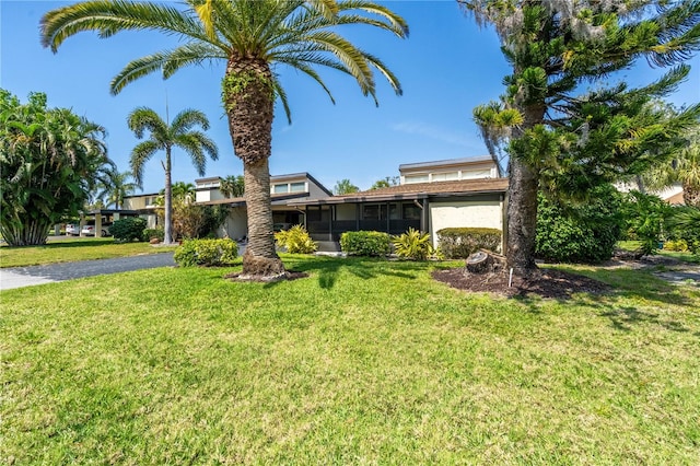 ranch-style house featuring a front yard