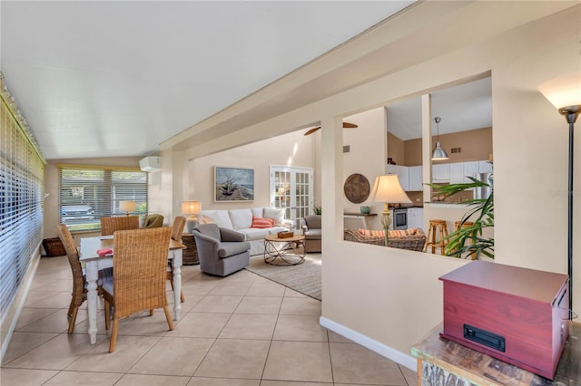 interior space featuring lofted ceiling