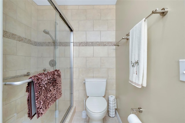 bathroom featuring walk in shower and toilet