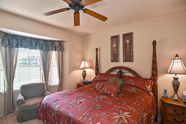 bedroom featuring carpet and ceiling fan