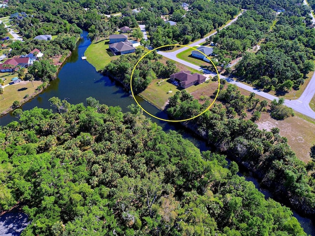 bird's eye view featuring a water view