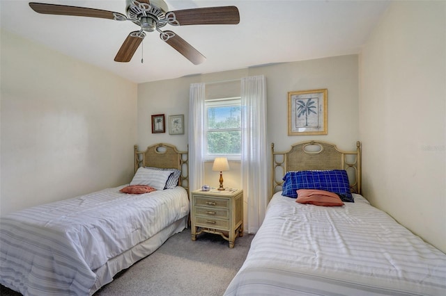 bedroom featuring carpet and ceiling fan