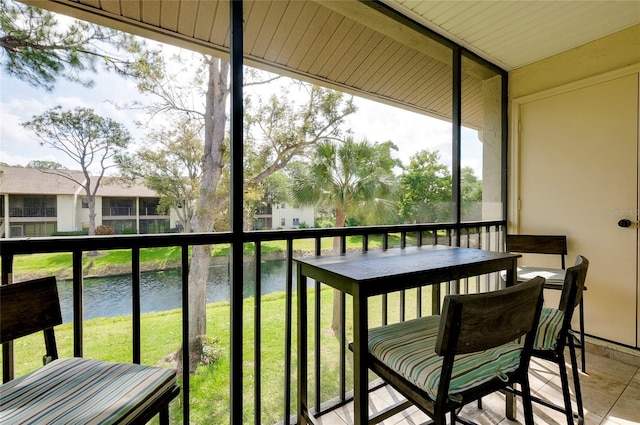 balcony with a water view