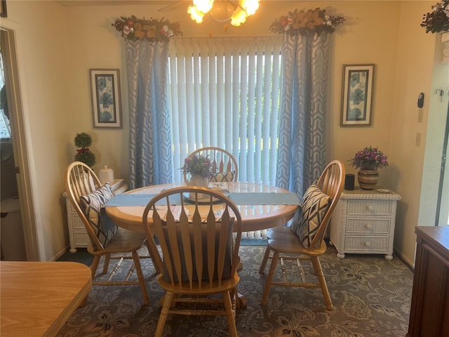 dining area featuring ceiling fan