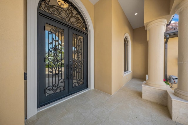 view of exterior entry with french doors