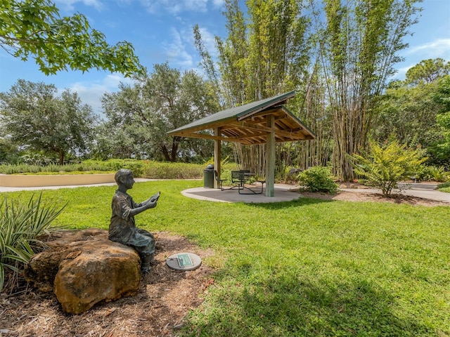 view of yard featuring a patio and a gazebo