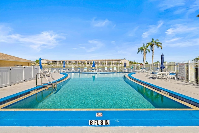 view of pool featuring a patio