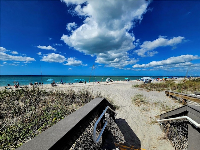 view of water feature featuring a view of the beach