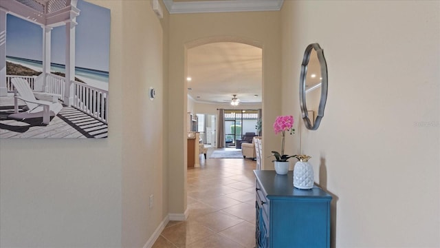 corridor featuring light tile floors