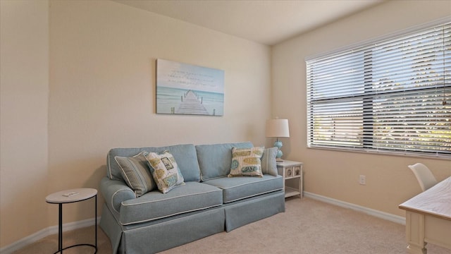 living room with light carpet