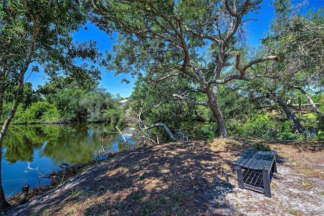 view of yard with a water view