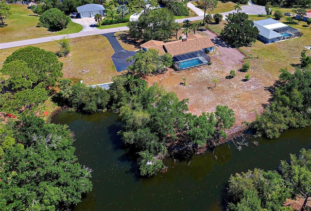 bird's eye view featuring a water view