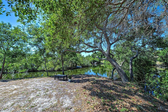 view of yard with a water view