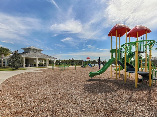 view of jungle gym with a gazebo