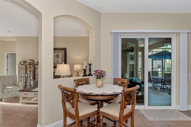 view of tiled dining area