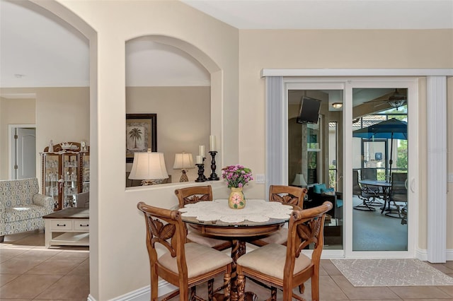 view of tiled dining space