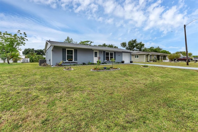 single story home featuring a front yard