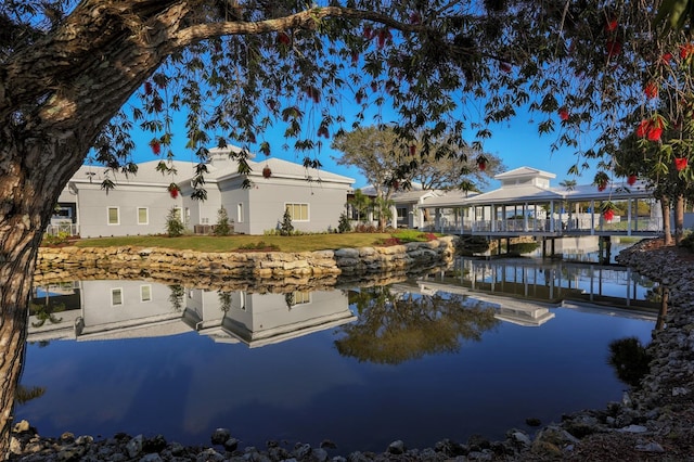 exterior space featuring a water view