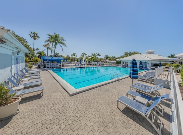 view of pool featuring a patio