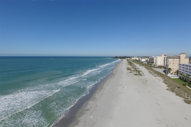 property view of water featuring a view of the beach