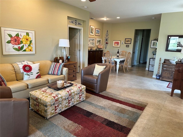 view of tiled living room