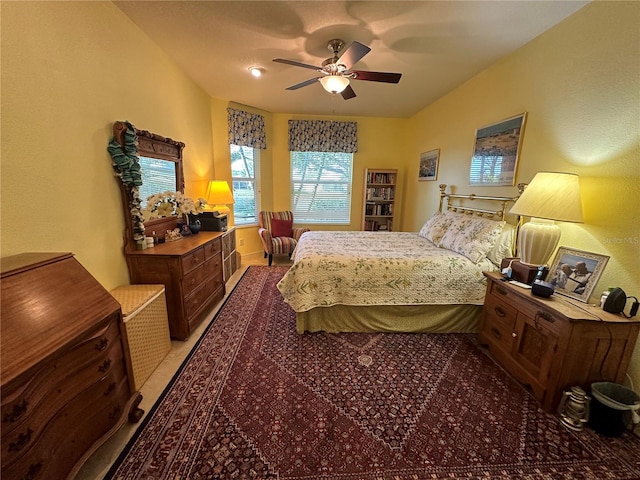 bedroom featuring ceiling fan