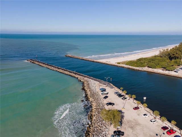 aerial view with a view of the beach and a water view