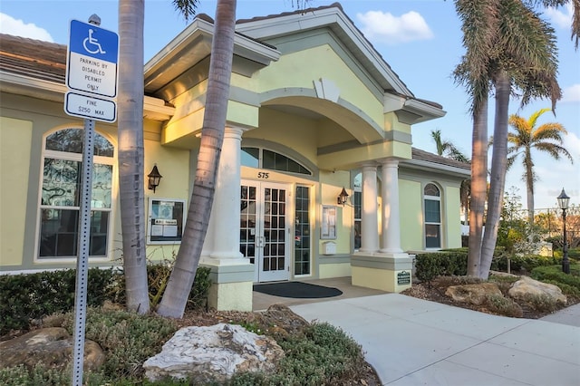 entrance to property with french doors