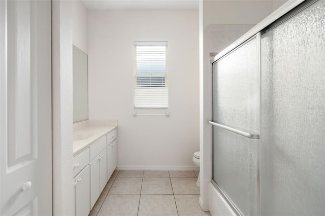 bathroom with tile patterned floors, vanity, and toilet