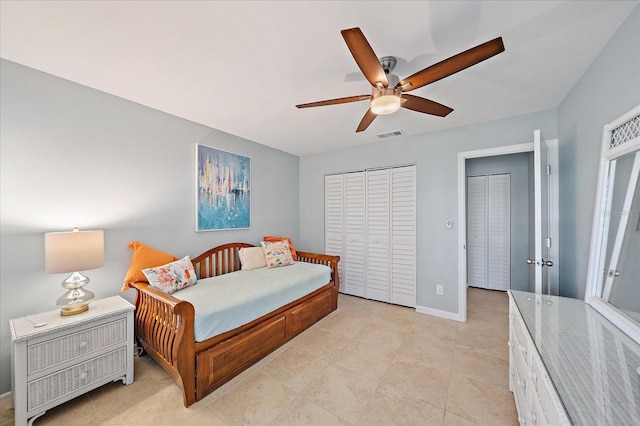 bedroom featuring ceiling fan