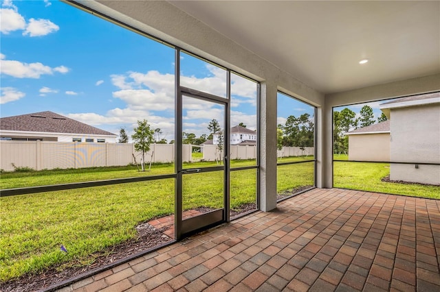 view of unfurnished sunroom