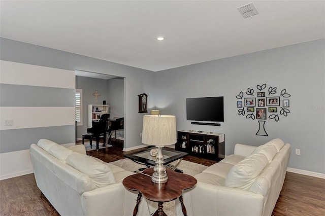 living room with hardwood / wood-style floors