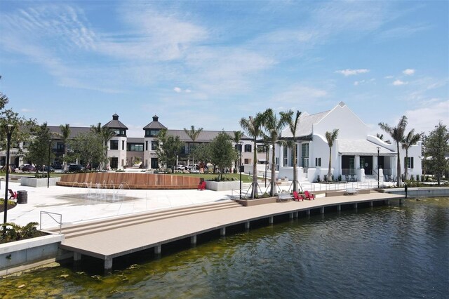 dock area with a water view