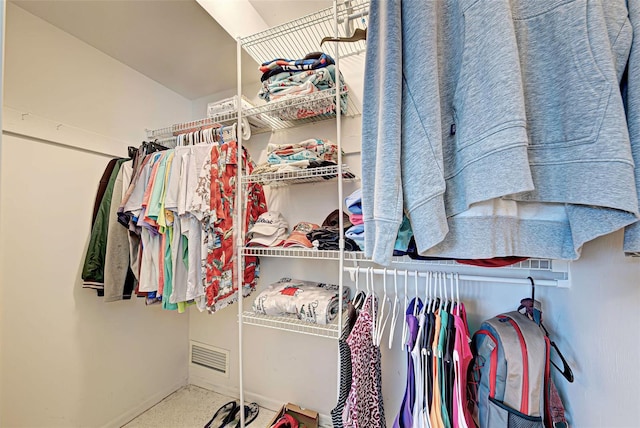 spacious closet with carpet flooring