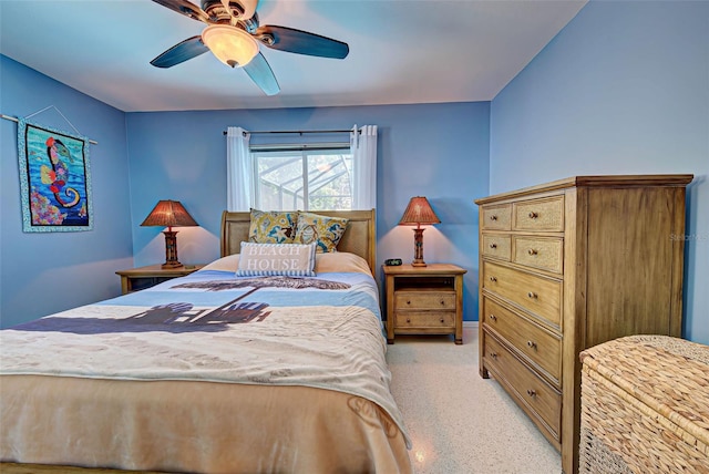 bedroom featuring ceiling fan