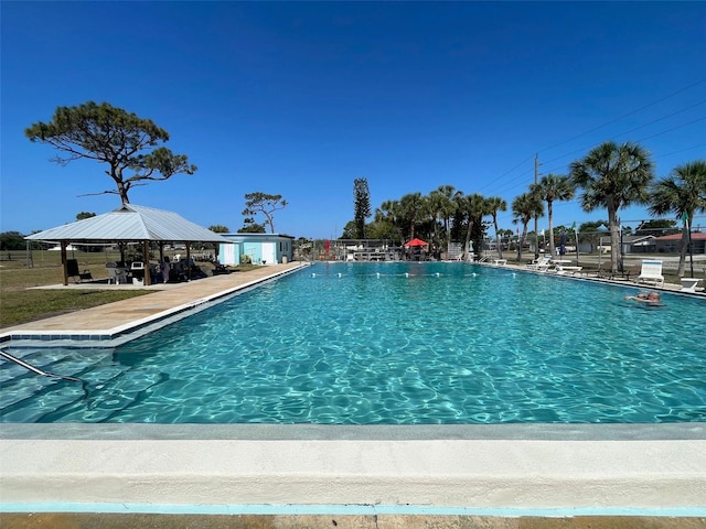 view of pool with a gazebo