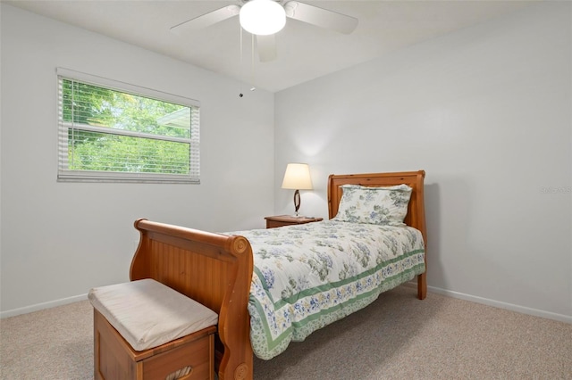 bedroom with carpet floors and ceiling fan