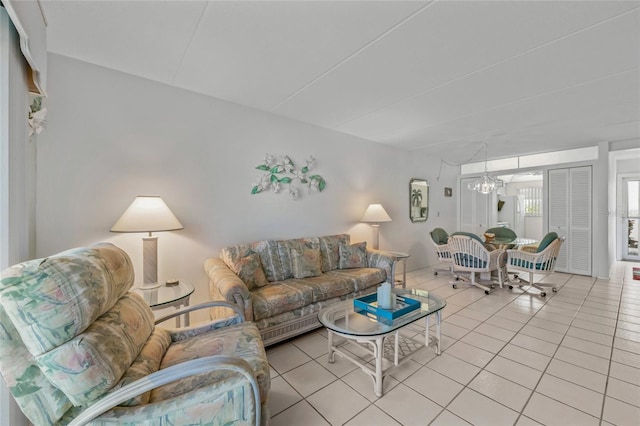 view of tiled living room