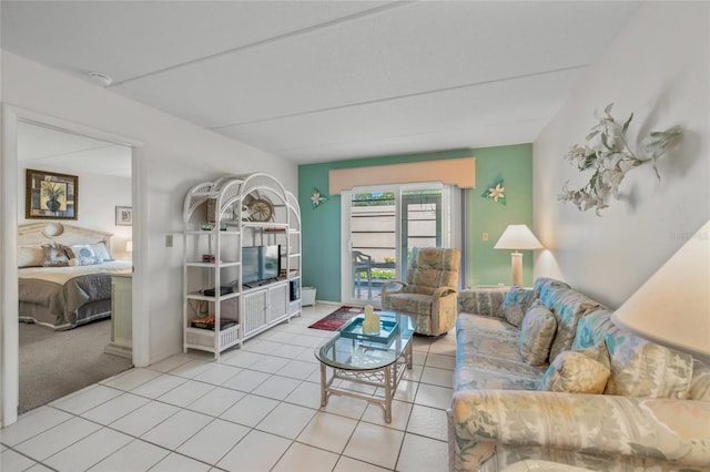 view of tiled living room