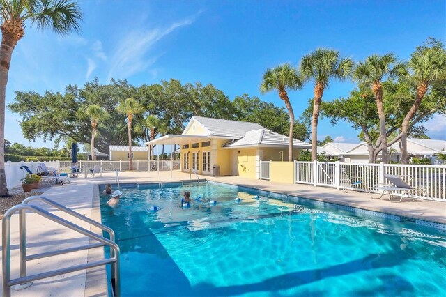 view of pool featuring a patio