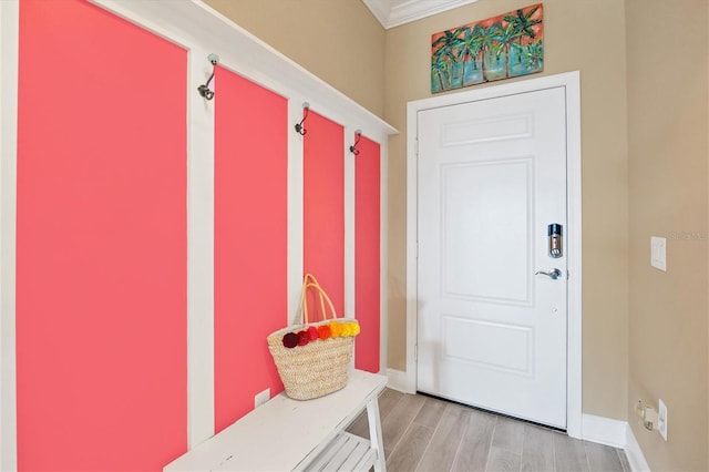 mudroom with crown molding