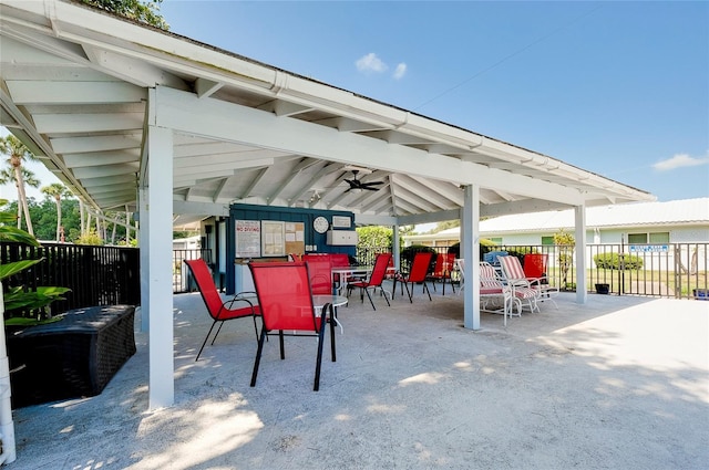 view of patio with ceiling fan