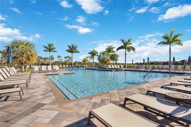 view of pool featuring a patio