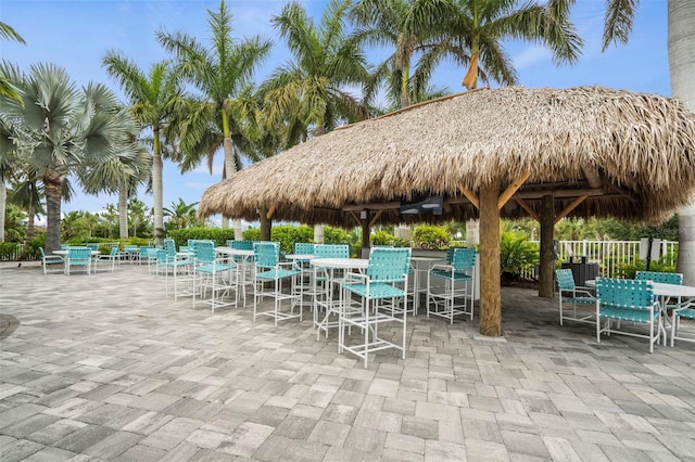 view of patio / terrace with a gazebo and fence